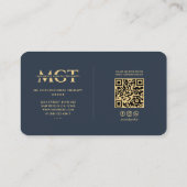 Modern Monogram Pediatric Therapeut Elegant Blue Visitekaartje (Achterkant)