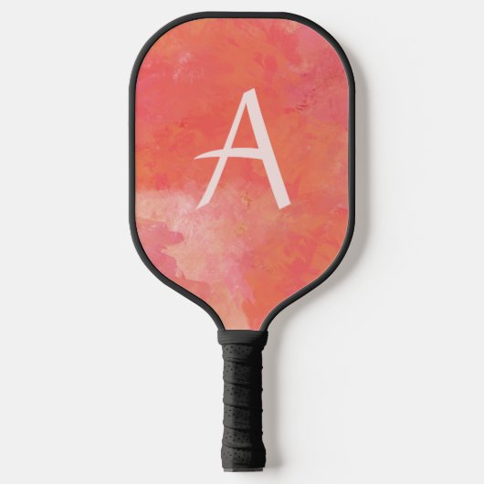 Modern Monogram Perzik Roze Pickleball Paddle (Voorkant)