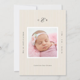 Modern Monogram Photo Birth Announcement Aankondiging