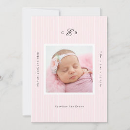 Modern Monogram Photo Birth Announcement Aankondiging