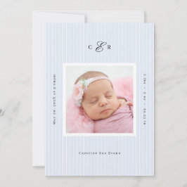Modern Monogram Photo Birth Announcement Aankondiging