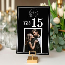 Modern Monogram Photo Wedding Table Number Card Kaart