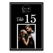 Modern Monogram Photo Wedding Table Number Card Kaart (Voorkant)