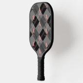 Modern Monogram Plaid Grijs Zwart Roze Pickleball Paddle (Links)