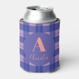 Modern Monogram Plaid Paarse Blikjeskoeler