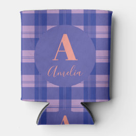 Modern Monogram Plaid Paarse Blikjeskoeler