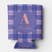 Modern Monogram Plaid Paarse Blikjeskoeler (Achterkant)