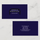 Modern Monogram Plain Blue Trendy Visitekaartje (Voorkant / Achterkant)