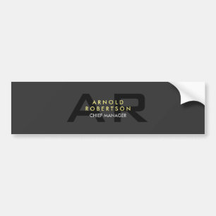 Modern Monogram Plain Grey Trendy Business Bumpersticker