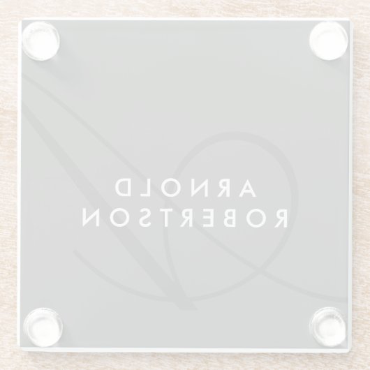 Modern Monogram Plain Grey Trendy Glazen Onderzetter (Achterkant)