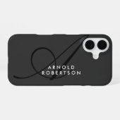 Modern Monogram Plain Grey Trendy iPhone 16 Hoesje (Achterkant horizontaal)