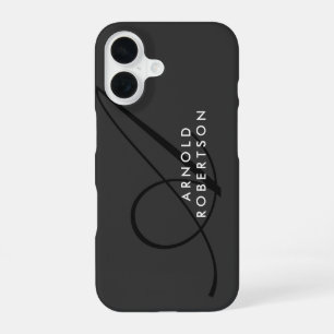 Modern Monogram Plain Grey Trendy iPhone 16 Hoesje