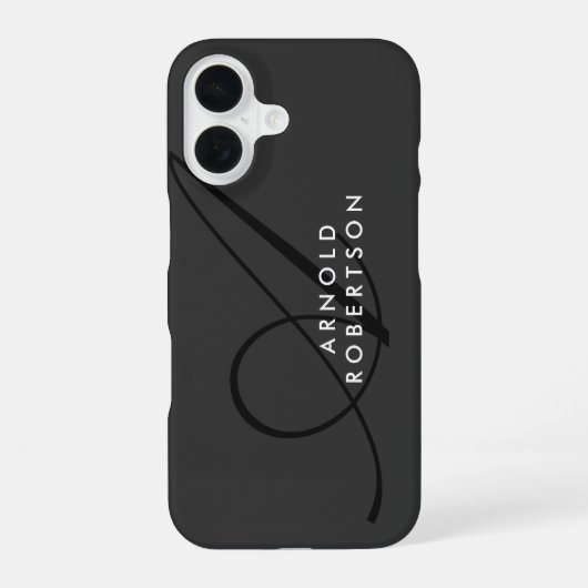 Modern Monogram Plain Grey Trendy iPhone 16 Hoesje (Achterkant)