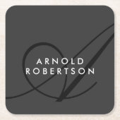 Modern Monogram Plain Grey Trendy Kartonnen Onderzetters (Voorkant)