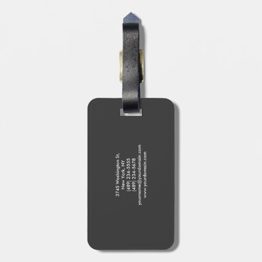 Modern Monogram Plain Grey Trendy Naam toevoegen Bagagelabel (Achterkant verticaal)