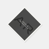 Modern Monogram Plain Grey Trendy Naam toevoegen Servet (Hoek)