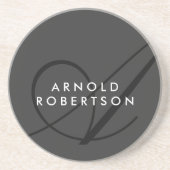 Modern Monogram Plain Grey Trendy Zandsteen Onderzetter (Voorkant)