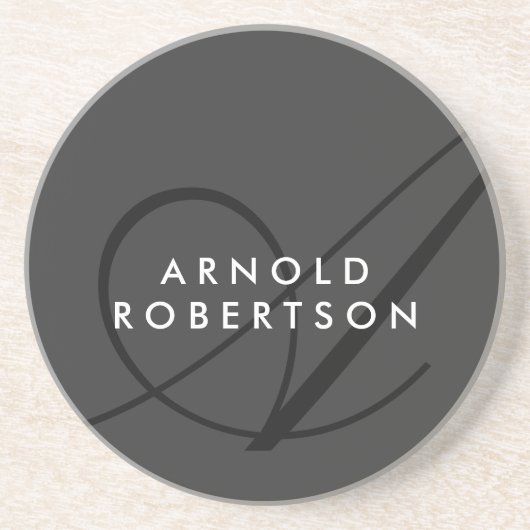 Modern Monogram Plain Grey Trendy Zandsteen Onderzetter (Voorkant)