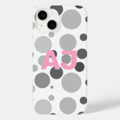 Modern Monogram Polka Dot Grijs Roze Case-Mate iPhone Case (Achterkant)