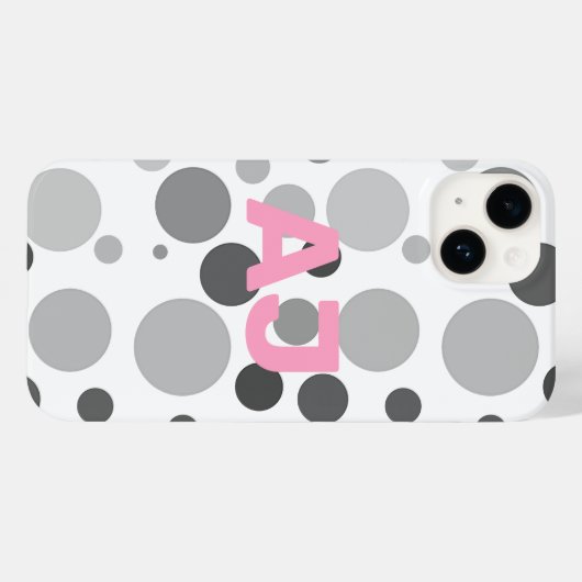 Modern Monogram Polka Dot Grijs Roze Case-Mate iPhone Case (Achterkant (horizontaal))
