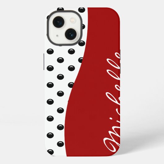 Modern Monogram Polka Dot iPhone Hoesje (Achterkant)