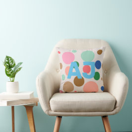 Modern Monogram Polka Dot Kussen