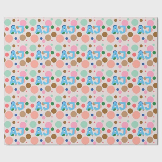 Modern Monogram Polka Dot Pattern Cadeaupapier (Vlak)