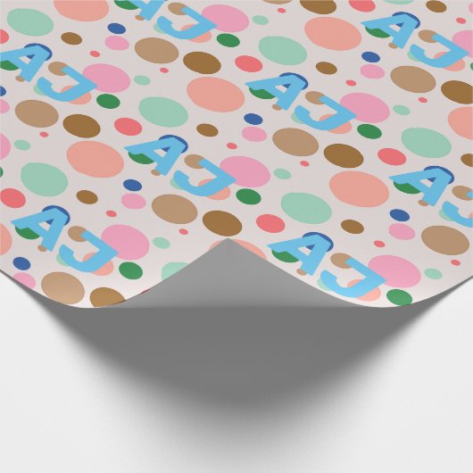 Modern Monogram Polka Dot Pattern Cadeaupapier (Hoek)