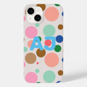 Modern Monogram Polka Dot Pattern Case-Mate iPhone Case (Achterkant)
