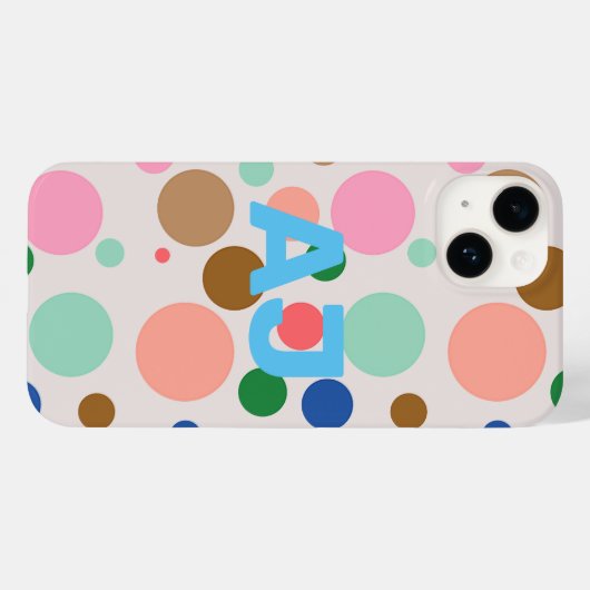 Modern Monogram Polka Dot Pattern Case-Mate iPhone Case (Achterkant (horizontaal))
