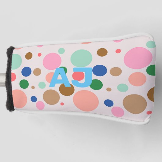 Modern Monogram Polka Dot Pattern Golfheadcover (Voorkant)