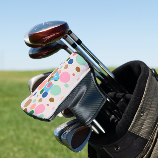 Modern Monogram Polka Dot Pattern Golfheadcover (Insitu)