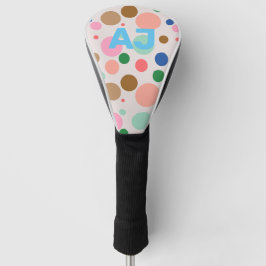 Modern Monogram Polka Dot Pattern Golfheadcover