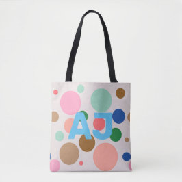 Modern Monogram Polka Dot Tote Bag