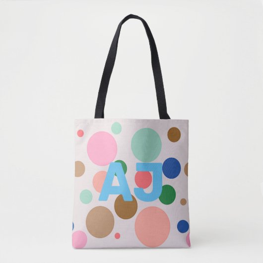 Modern Monogram Polka Dot Tote Bag (Voorkant)