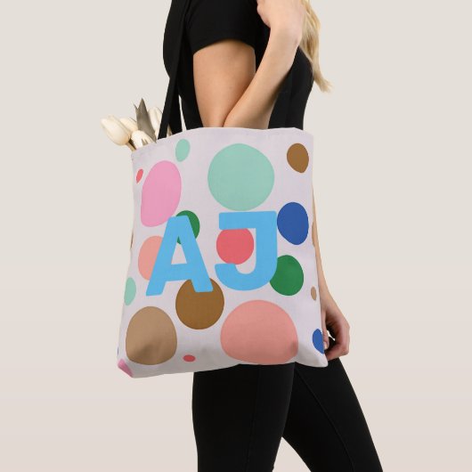 Modern Monogram Polka Dot Tote Bag (Dichtbij)
