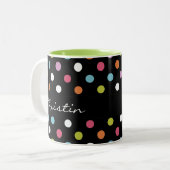 Modern Monogram Polka Dots Tweekleurige Koffiemok (Voorkant links)