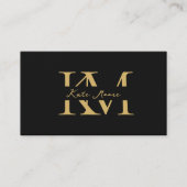 Modern Monogram Professional Black Gold Marketing Visitekaartje (Voorkant)