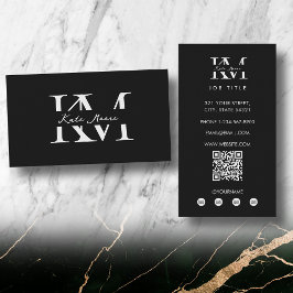 Modern Monogram Professional Black Marketing Visitekaartje