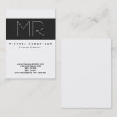 Modern Monogram Professional Groot Visitekaartje (Voorkant / Achterkant)