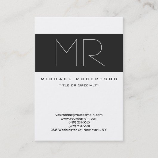 Modern Monogram Professional Groot Visitekaartje (Voorkant)