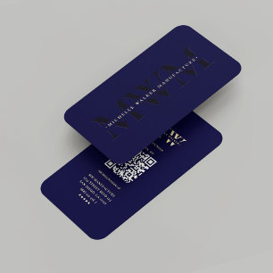 Modern Monogram Professional Midnight Blue Visitekaartje