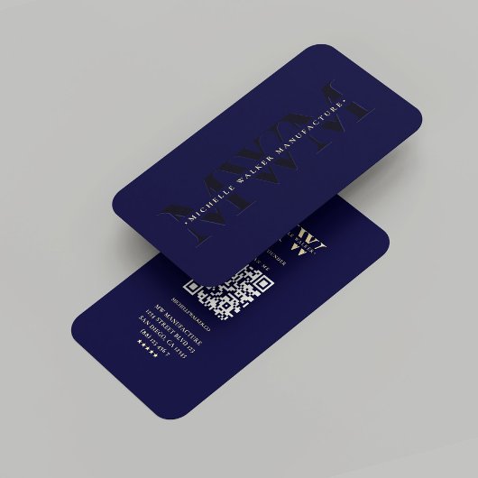 Modern Monogram Professional Midnight Blue Visitekaartje