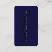 Modern Monogram Professional Midnight Blue Visitekaartje (Voorkant)