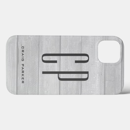 Modern Monogram Professional Plain Gray Case-Mate iPhone Case (Achterkant (horizontaal))