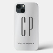 Modern Monogram Professional Plain Silver Grey Case-Mate iPhone Case (Achterkant)