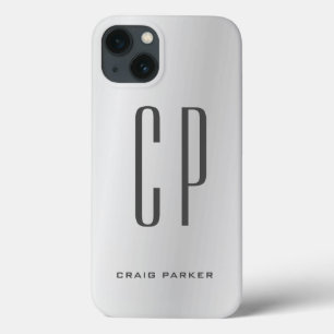 Modern Monogram Professional Plain Silver Grey Case-Mate iPhone Case