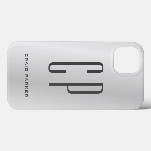 Modern Monogram Professional Plain Silver Grey Case-Mate iPhone Case (Achterkant (horizontaal))