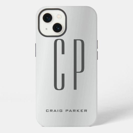 Modern Monogram Professional Plain Silver Grey iPhone Hoesje (Achterkant)