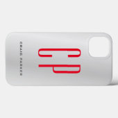 Modern Monogram Professional Plain Silver Grey Red Case-Mate iPhone Case (Achterkant (horizontaal))